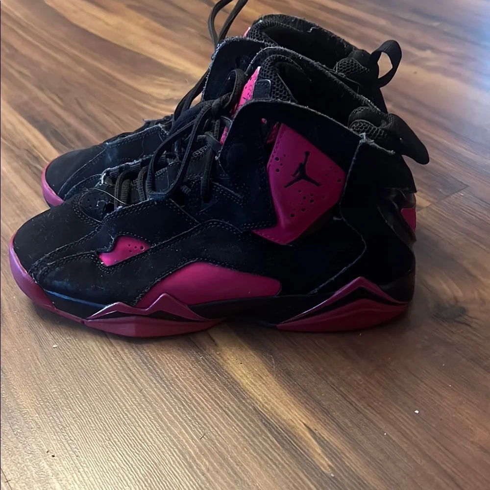 Nike  Air Jordan True Flight Black and Fushia High-Top Sneakers - Picture 3 of 6